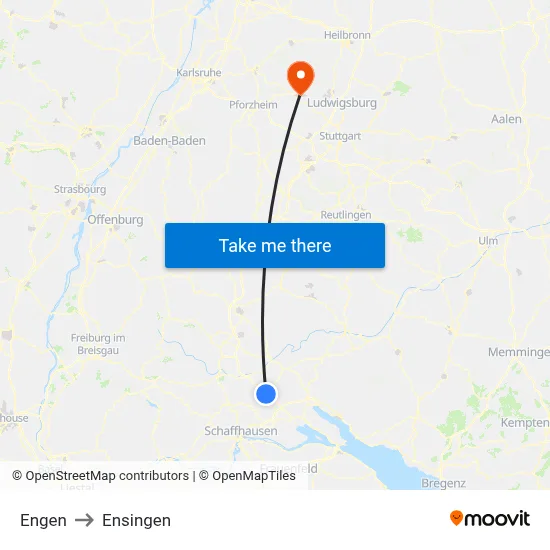 Engen to Ensingen map