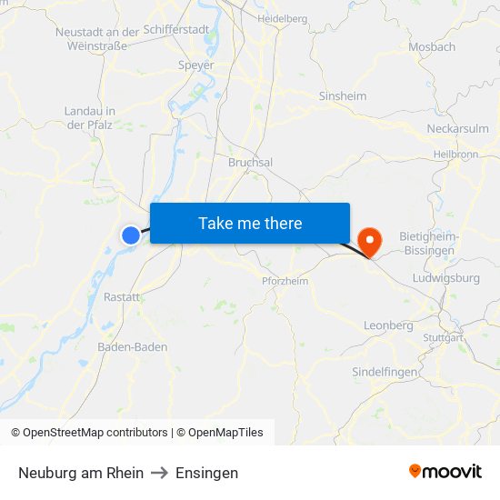 Neuburg am Rhein to Ensingen map