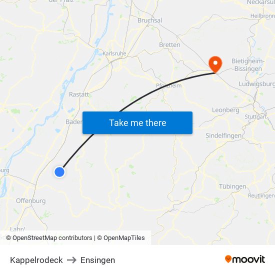 Kappelrodeck to Ensingen map