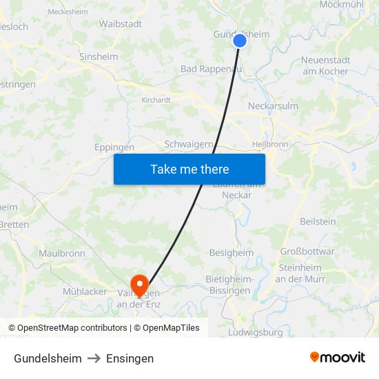 Gundelsheim to Ensingen map