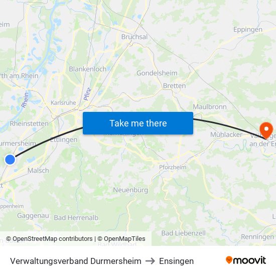 Verwaltungsverband Durmersheim to Ensingen map