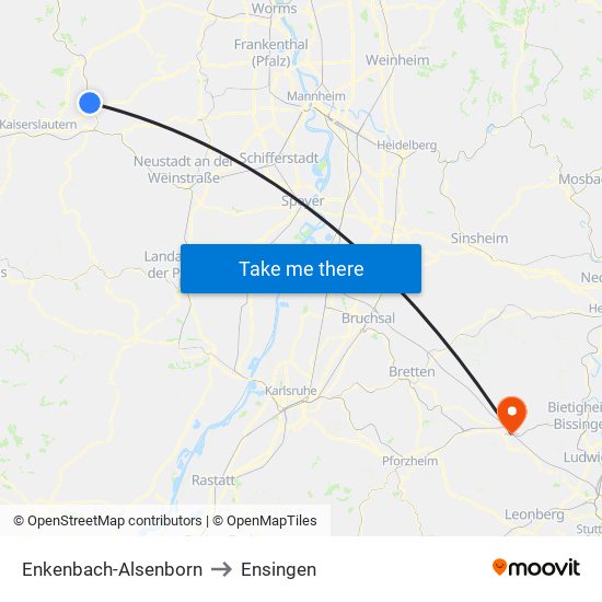 Enkenbach-Alsenborn to Ensingen map
