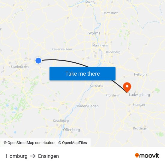 Homburg to Ensingen map