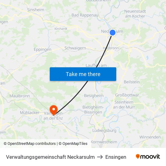 Verwaltungsgemeinschaft Neckarsulm to Ensingen map