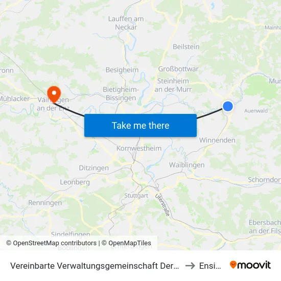 Vereinbarte Verwaltungsgemeinschaft Der Stadt Backnang to Ensingen map
