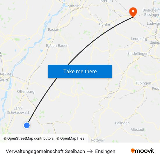 Verwaltungsgemeinschaft Seelbach to Ensingen map