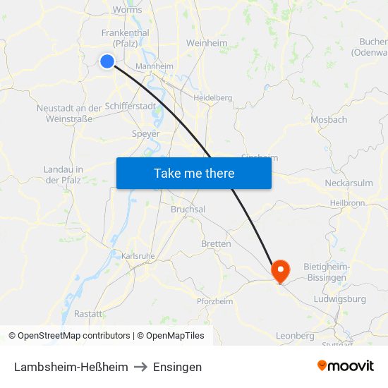 Lambsheim-Heßheim to Ensingen map