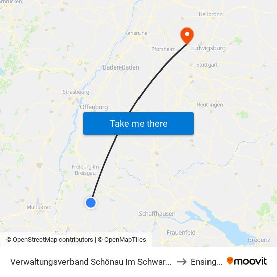 Verwaltungsverband Schönau Im Schwarzwald to Ensingen map