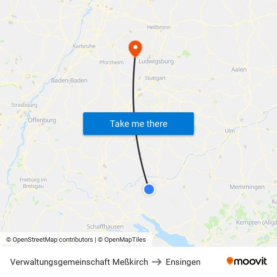 Verwaltungsgemeinschaft Meßkirch to Ensingen map