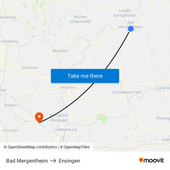 Bad Mergentheim to Ensingen map