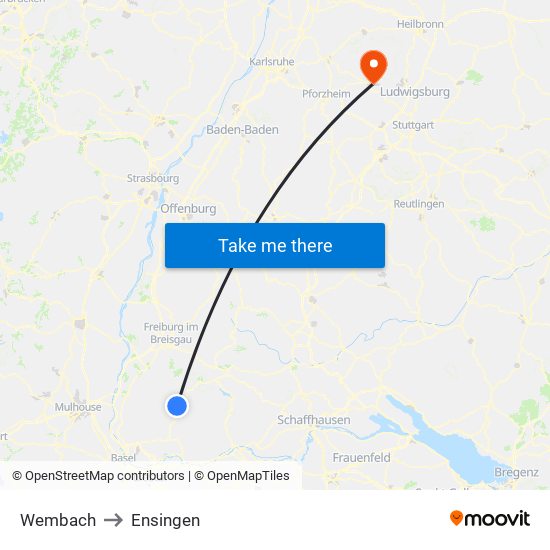 Wembach to Ensingen map