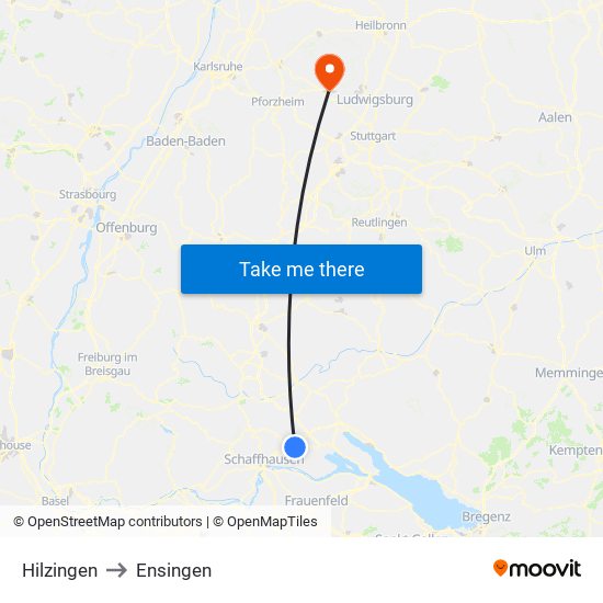 Hilzingen to Ensingen map