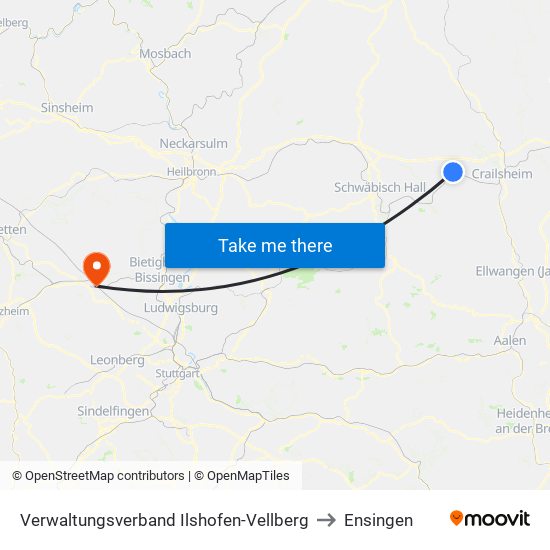 Verwaltungsverband Ilshofen-Vellberg to Ensingen map