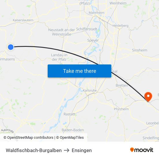 Waldfischbach-Burgalben to Ensingen map