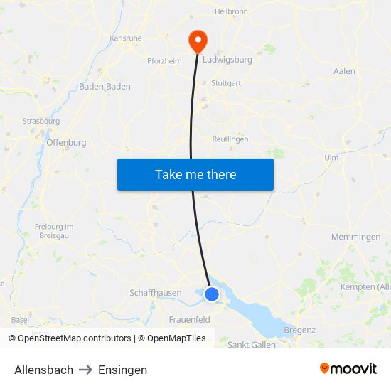 Allensbach to Ensingen map