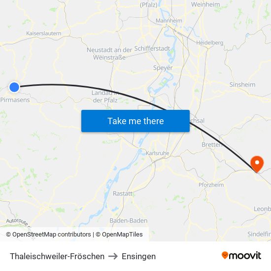 Thaleischweiler-Fröschen to Ensingen map