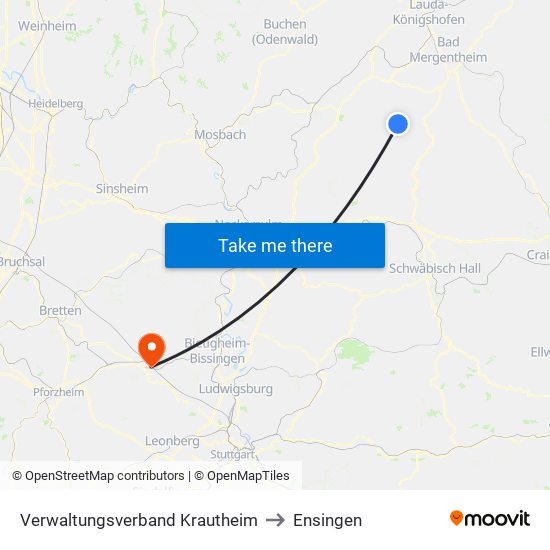 Verwaltungsverband Krautheim to Ensingen map