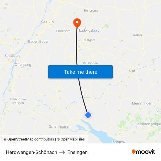 Herdwangen-Schönach to Ensingen map