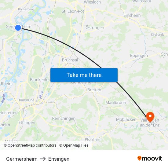 Germersheim to Ensingen map