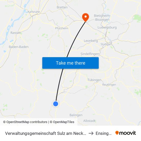 Verwaltungsgemeinschaft Sulz am Neckar to Ensingen map