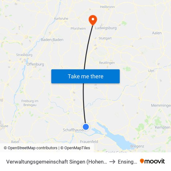 Verwaltungsgemeinschaft Singen (Hohentwiel) to Ensingen map
