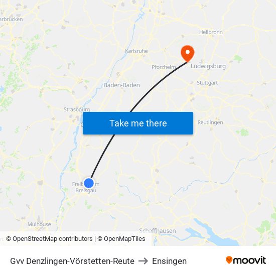 Gvv Denzlingen-Vörstetten-Reute to Ensingen map