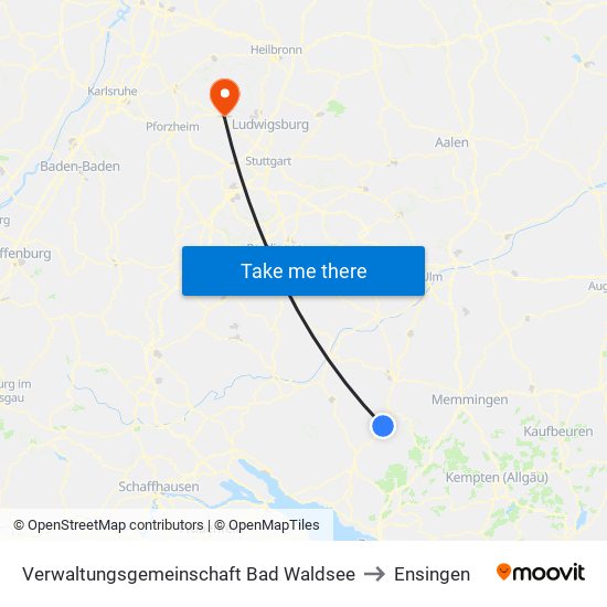Verwaltungsgemeinschaft Bad Waldsee to Ensingen map