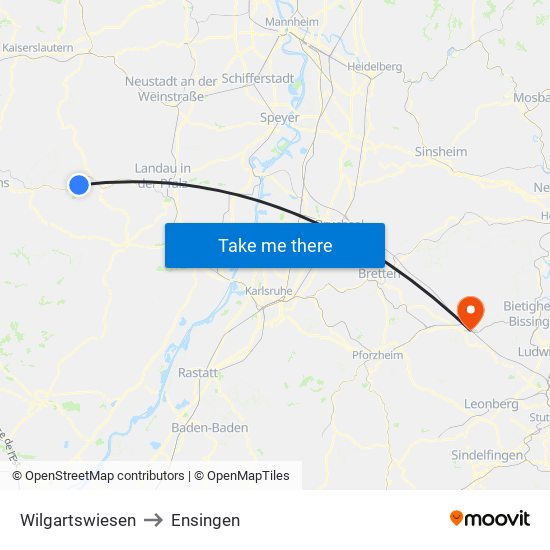 Wilgartswiesen to Ensingen map