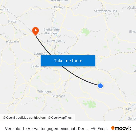 Vereinbarte Verwaltungsgemeinschaft Der Gemeinde Deggingen to Ensingen map