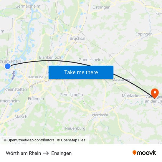 Wörth am Rhein to Ensingen map