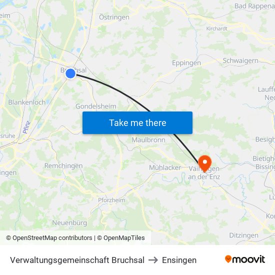 Verwaltungsgemeinschaft Bruchsal to Ensingen map