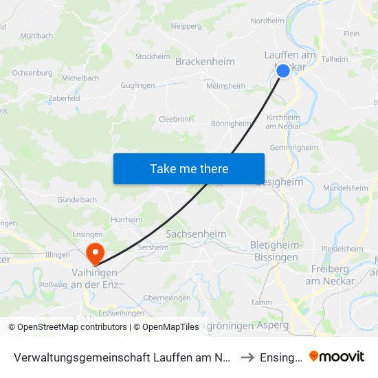 Verwaltungsgemeinschaft Lauffen am Neckar to Ensingen map