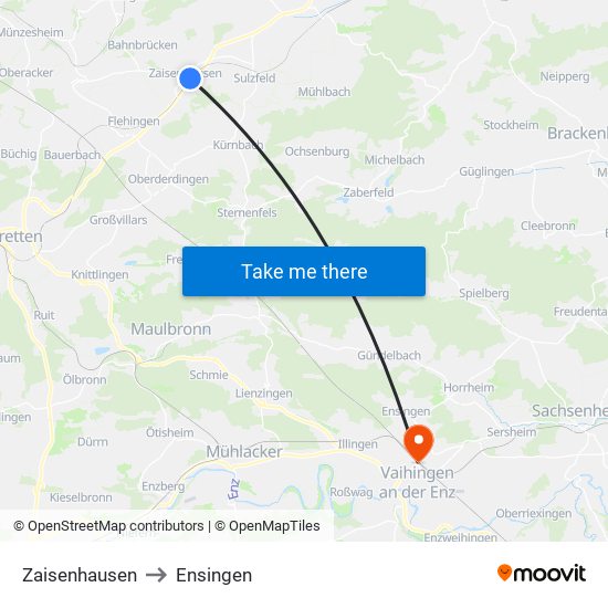 Zaisenhausen to Ensingen map