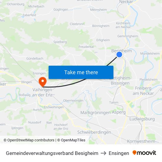 Gemeindeverwaltungsverband Besigheim to Ensingen map