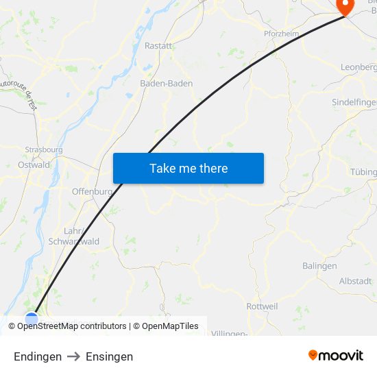 Endingen to Ensingen map