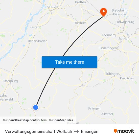 Verwaltungsgemeinschaft Wolfach to Ensingen map