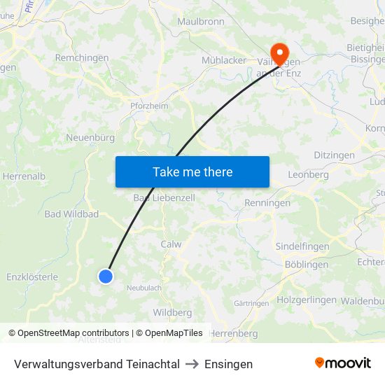 Verwaltungsverband Teinachtal to Ensingen map