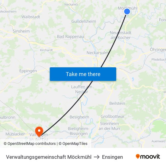 Verwaltungsgemeinschaft Möckmühl to Ensingen map