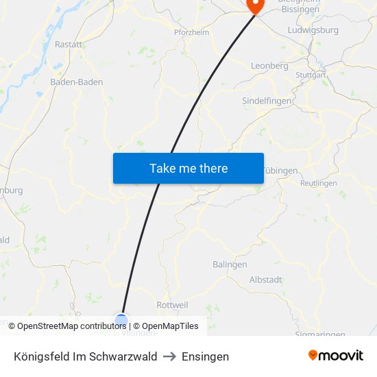Königsfeld Im Schwarzwald to Ensingen map