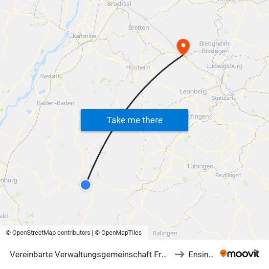 Vereinbarte Verwaltungsgemeinschaft Freudenstadt to Ensingen map