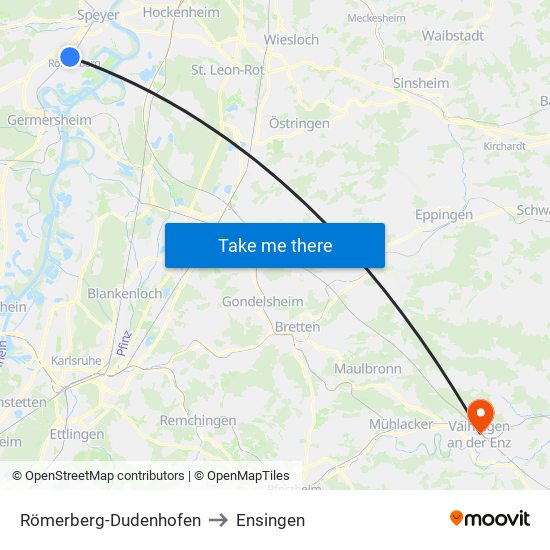 Römerberg-Dudenhofen to Ensingen map