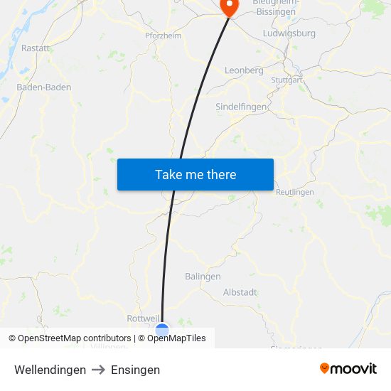 Wellendingen to Ensingen map