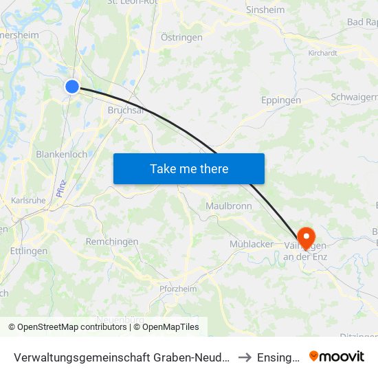 Verwaltungsgemeinschaft Graben-Neudorf to Ensingen map