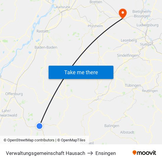 Verwaltungsgemeinschaft Hausach to Ensingen map