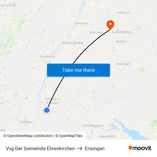 Vvg Der Gemeinde Ehrenkirchen to Ensingen map