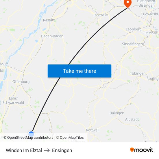 Winden Im Elztal to Ensingen map