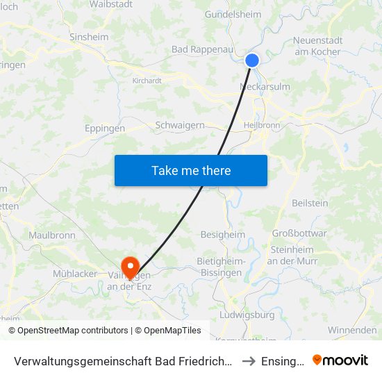 Verwaltungsgemeinschaft Bad Friedrichshall to Ensingen map