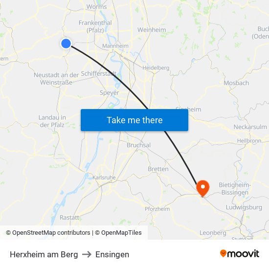 Herxheim am Berg to Ensingen map