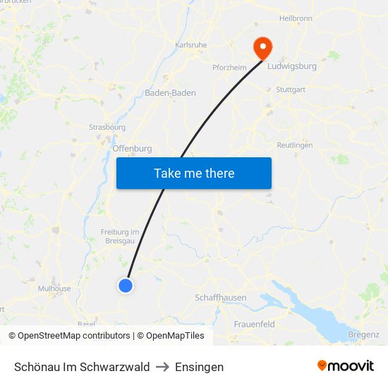 Schönau Im Schwarzwald to Ensingen map