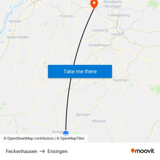 Feckenhausen to Ensingen map